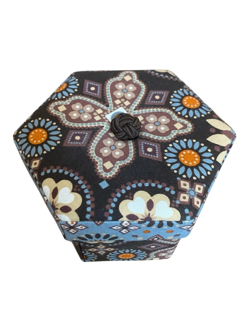 Vera Bradley Hexagon Jewelry Box In Canyon Print Brown 2 Tiers